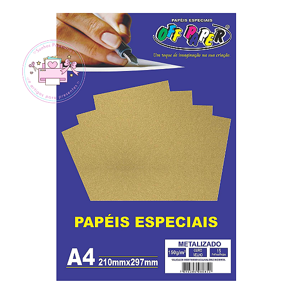 Papel Especial Off Paper Metalizado c/ 15 Folhas - 150g